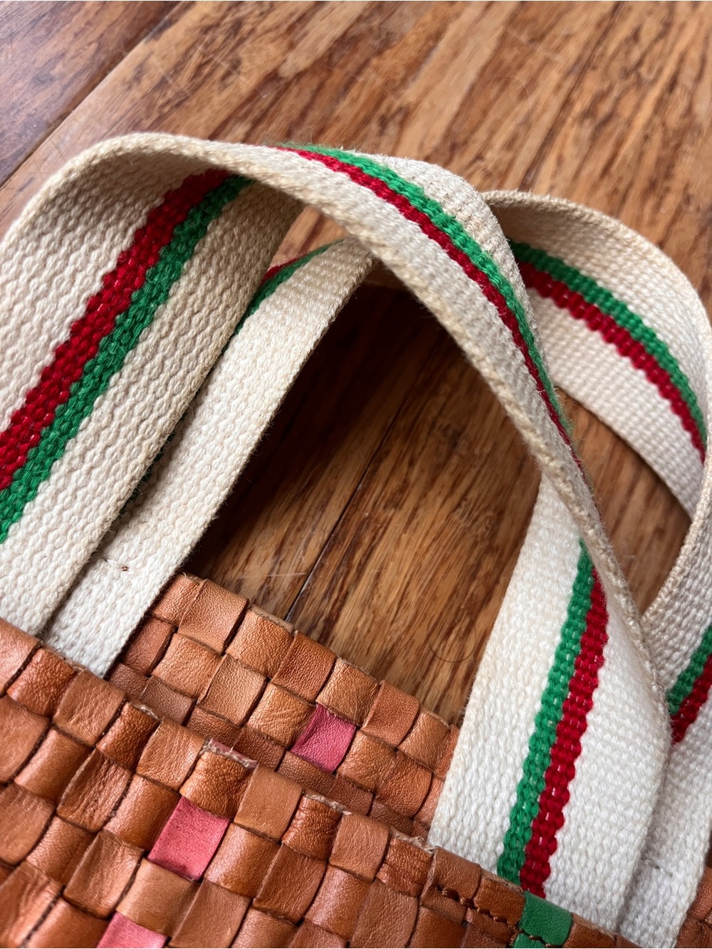 Clare V Woven Bateau Tote Natural with Pink, Blue, Green Accents - Picture 6 of 16